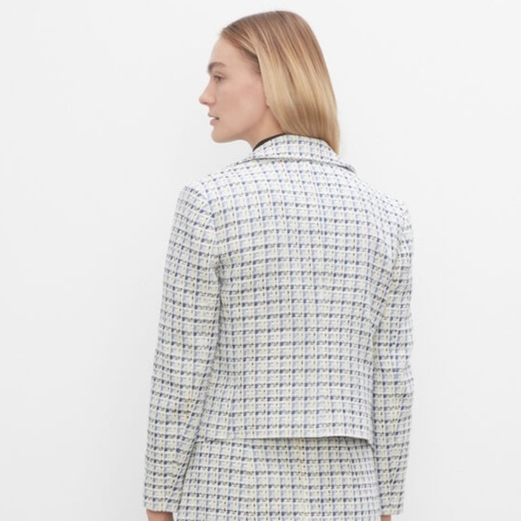 💟 CLUB MONACO Textured Cutaway Crop Single-breasted Blazer Size XS Multi - Picture 4 of 16